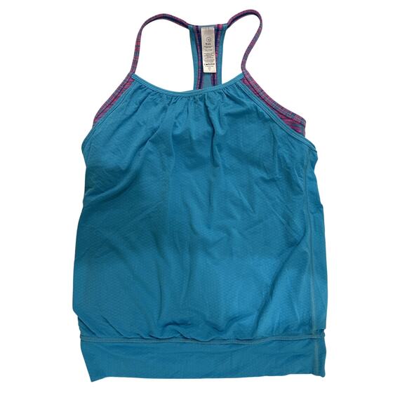ivivva by Lululemon Girls Blue & Pink Double Dutch Tank Top Size 12 - EUC - Picture 1 of 8